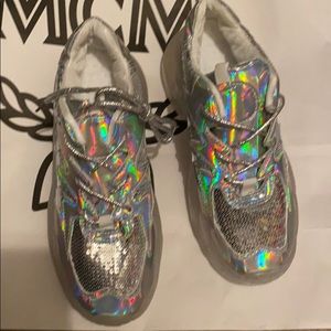 Silver sequin sneakers
